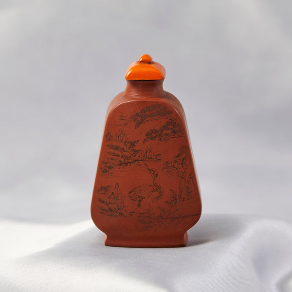 A Carved Wooden Lacquered Vintage Chinese Snuff Bottle
