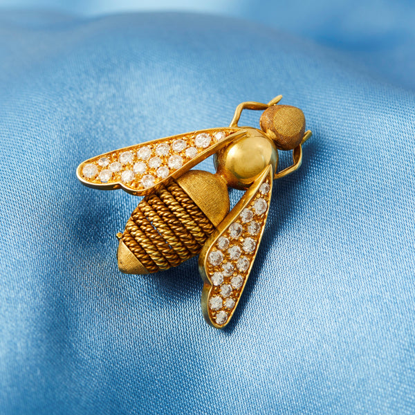 Vintage Italian 18ct Gold Queen Bee Brooch