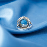 Vintage 18ct White Gold Aquamarine & Diamond Ring