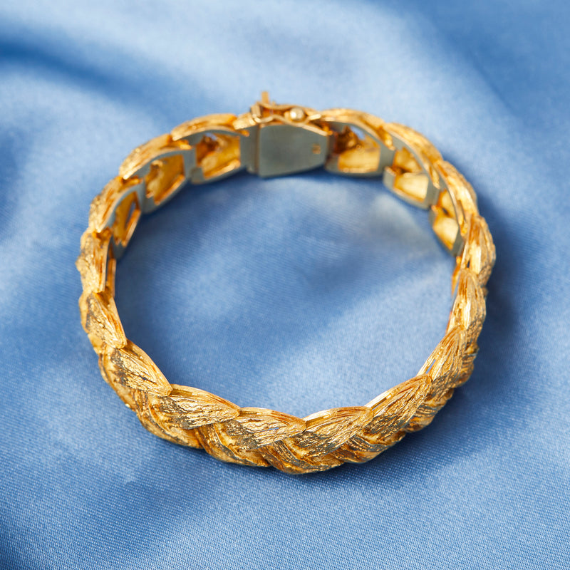 Vintage Heavy 18ct Gold Plait Bracelet