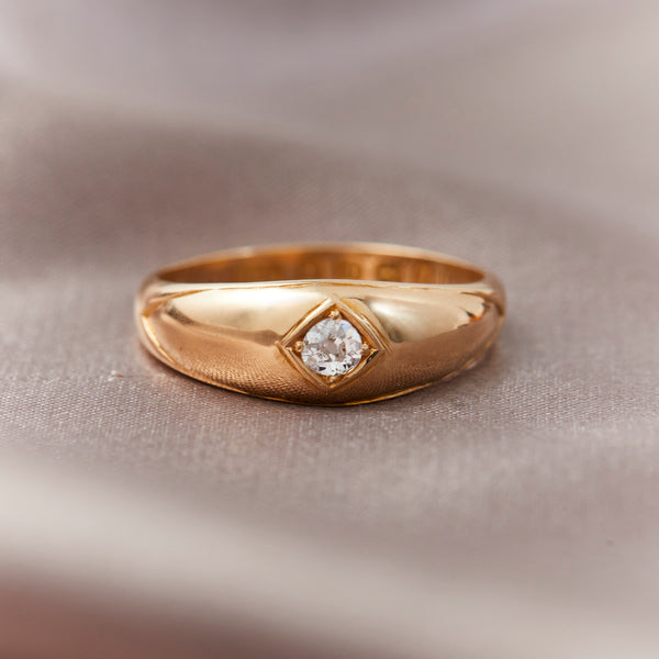 Antique 18ct Yellow Gold Solitaire Gypsy Ring