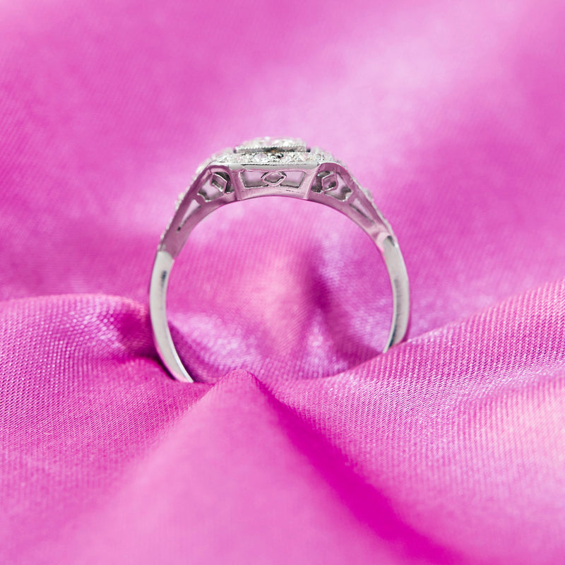 French Double Diamond Art Deco Ring