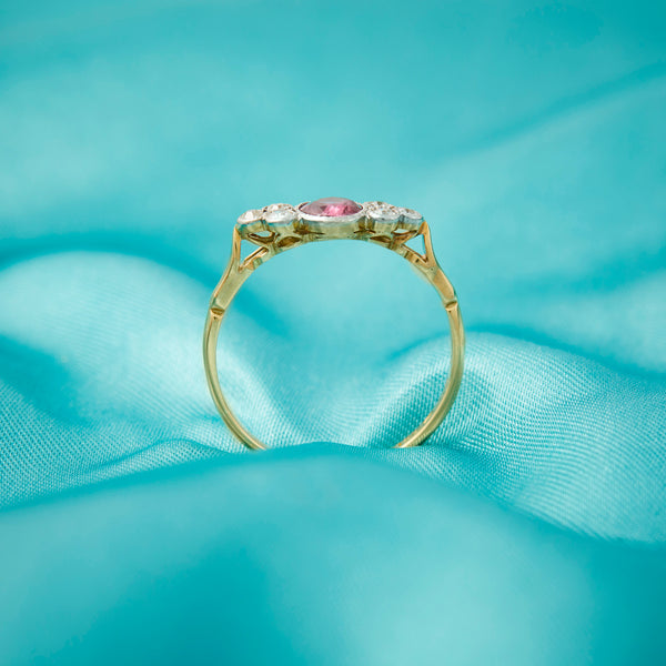 Edwardian 18ct Yellow & White Gold Pink Sapphire and Diamond Ring