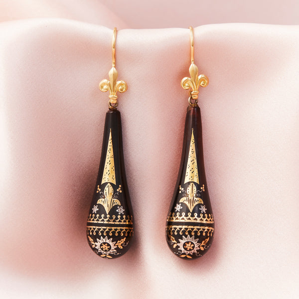 Victorian 18ct Yellow Gold Pique Earrings