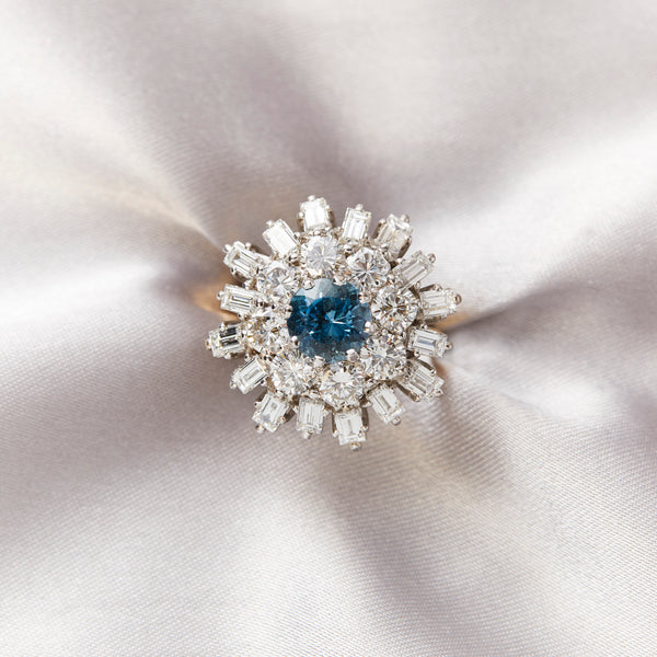Vintage Aquamarine and Diamond Cocktail Ring