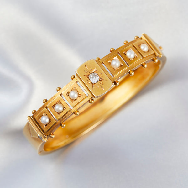 Victorian Pearl and Gold Bangle