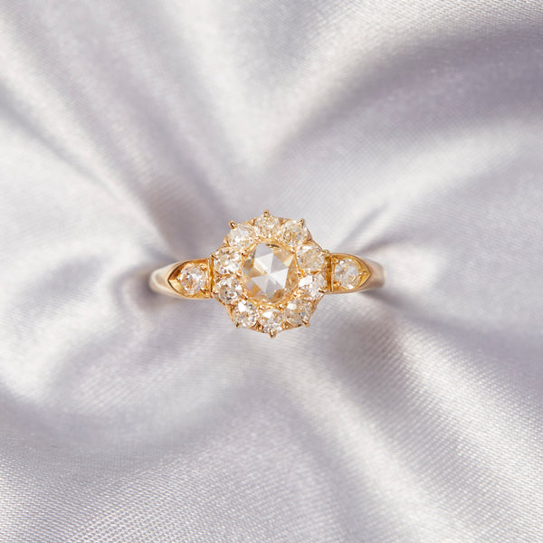 Victorian Rose Cut Diamond Cluster Ring.