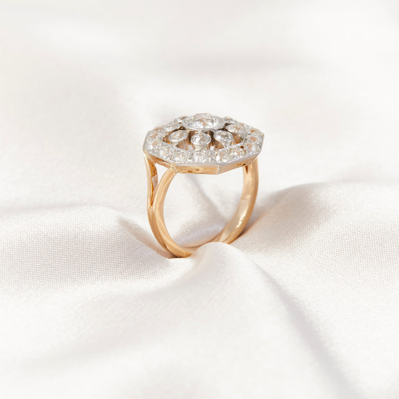 Art Deco Diamond & Gold Plaque Ring