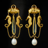 'Amphitrites Tears' 18ct Yellow Gold, Blue Topaz & Pearl Drop Earrings