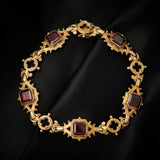 'Palazzo Ducale' 9ct Gold & Asscher Cut Garnet Gothic Inspired Bracelet