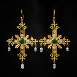 'Crux Gemmata' 18ct Yellow & Rose Gold Tsavorite Garnet & Diamond Drop Earrings