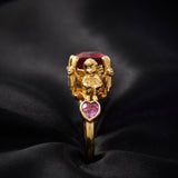 'Anteros' 9ct Yellow Gold & Rubellite Tourmaline & Sapphire Ring