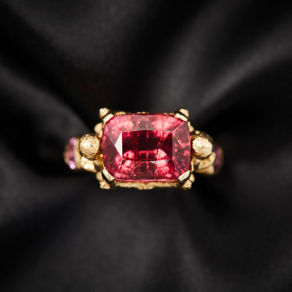 'Anteros' 9ct Yellow Gold & Rubellite Tourmaline & Sapphire Ring