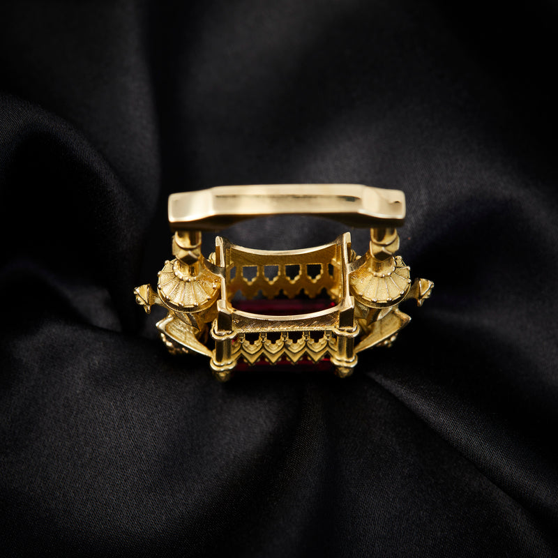 'Protected Sanctum' 18ct Yellow Gold Garnet & Peridot Ring