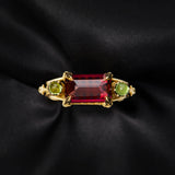 'Protected Sanctum' 18ct Yellow Gold Garnet & Peridot Ring