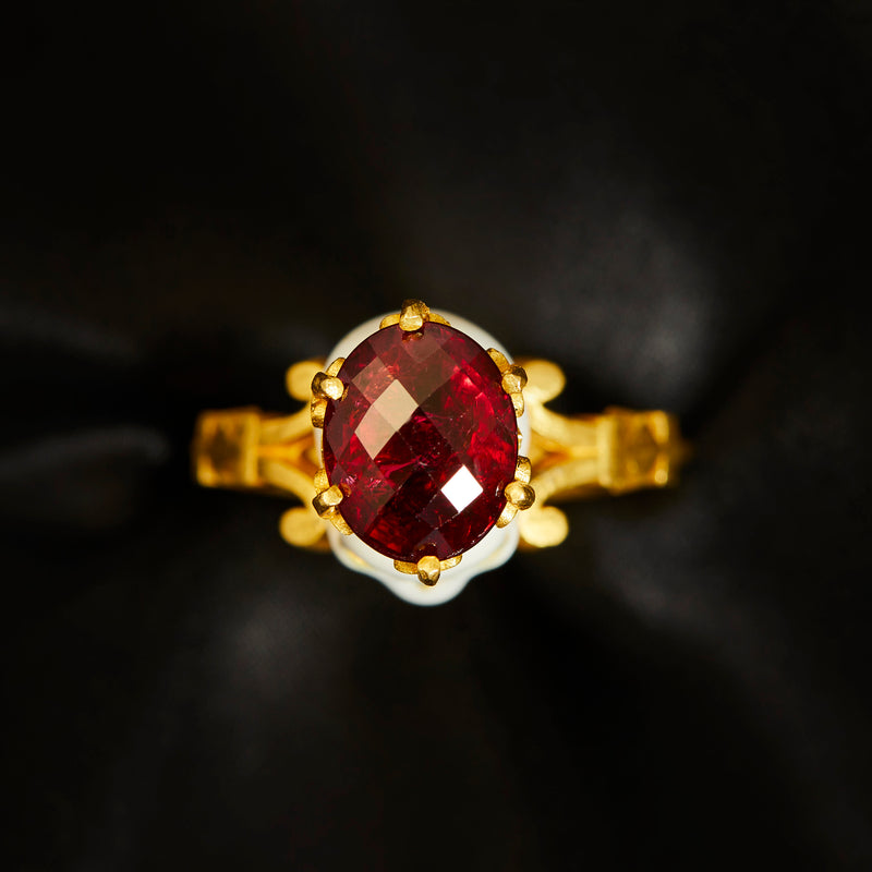 'Catacomb Saints' 22ct Gold Enamelled Tourmaline Crowned Ring