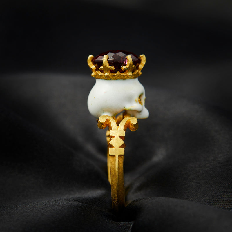 'Catacomb Saints' 22ct Gold Enamelled Tourmaline Crowned Ring