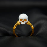 'Catacomb Saints' 24ct Gold Enamelled Skull Ring