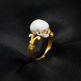 'Catacomb Saints' 24ct Gold Enamelled Skull Ring