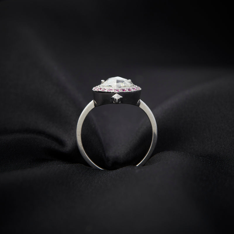 'Heart & Dagger' 18ct White Gold Diamond & Ruby Ring