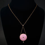 Edwardian 9ct Pink Enamel Guilloche & Pearl Pendant, Circa 1910