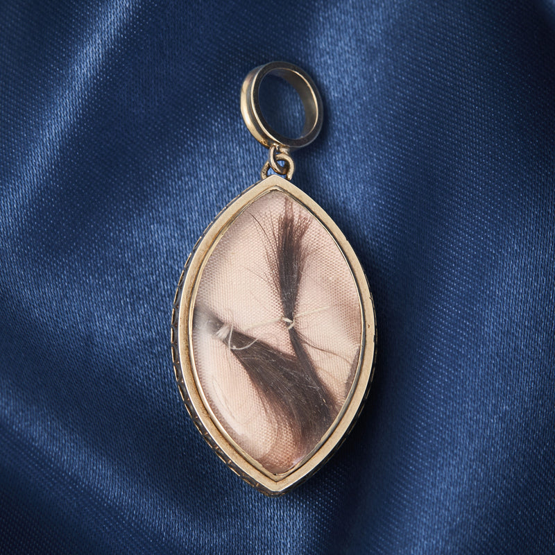 Georgian Bristol Blue Enamel 18ct Gold & Silver Diamond & Pearl Pendant, Circa 1780-1820