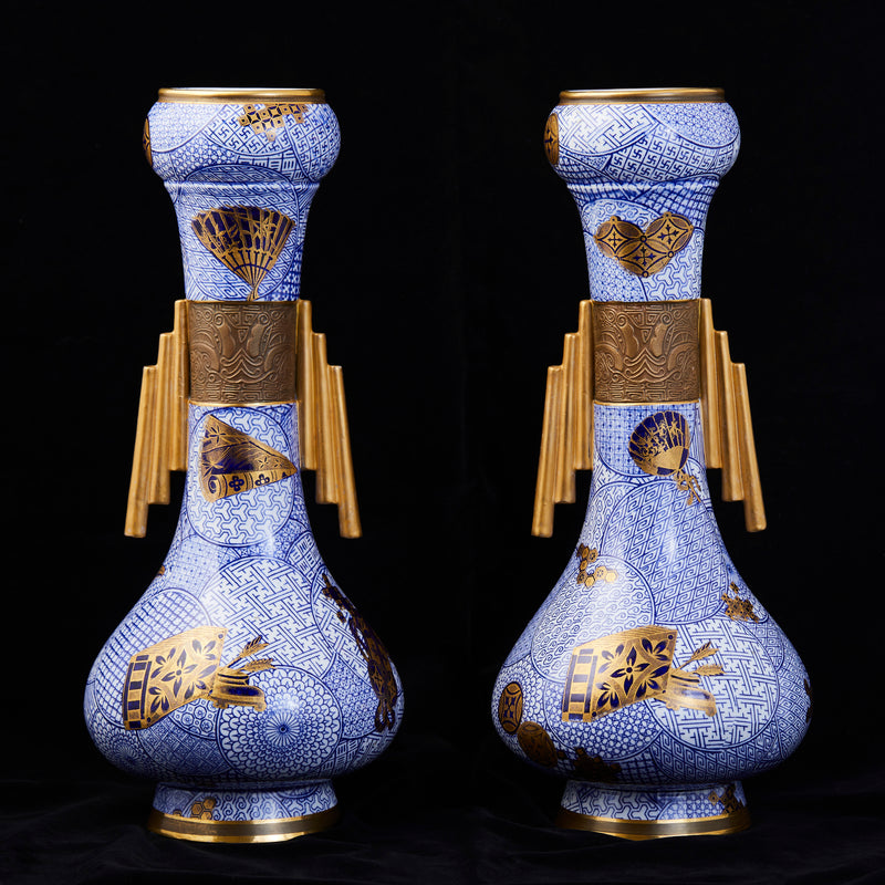 Pair of Royal Worcester Japonisme Aesthetic Vases