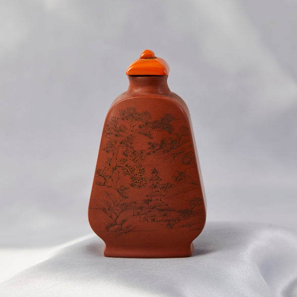 A Carved Wooden Lacquered Vintage Chinese Snuff Bottle