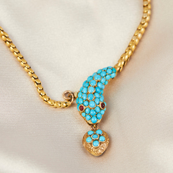Victorian 15ct Turquoise Snake Necklet