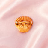 Antique Gold & Natural Pearl Cockle Shell Brooch