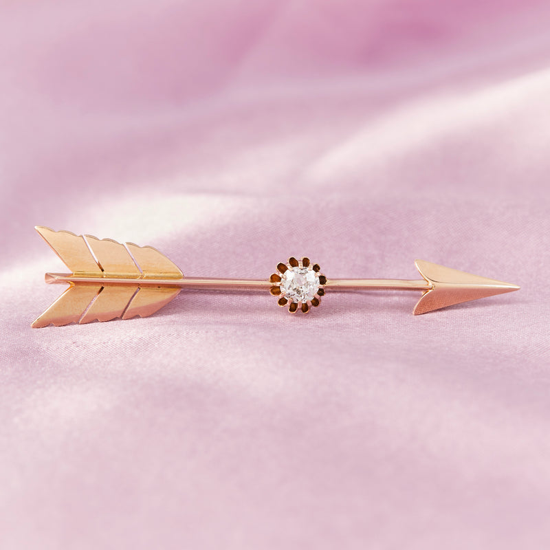 Edwardian 18ct Rose Gold & Diamond Arrow Brooch