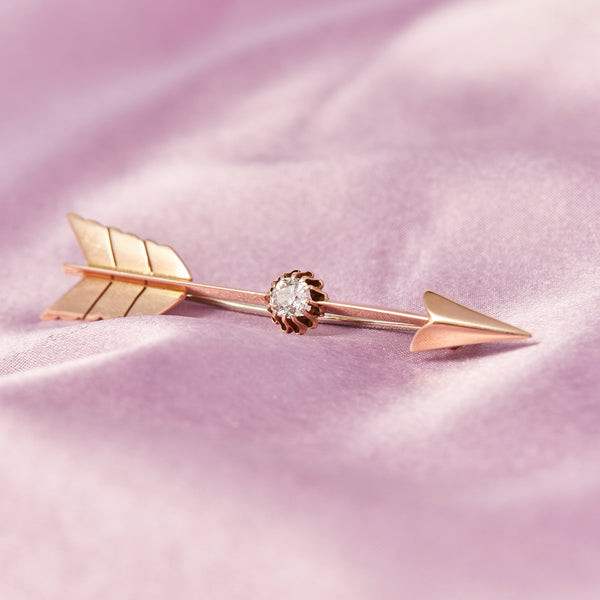 Edwardian 18ct Rose Gold & Diamond Arrow Brooch