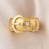 Antique 18ct Yellow Diamond Set Wide Buckle Ring, 1912.