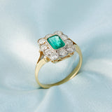 18ct Gold Emerald & Diamond Cluster Ring