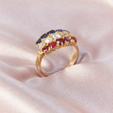 Victorian 18ct Yellow Gold Tricolour Stone Ring