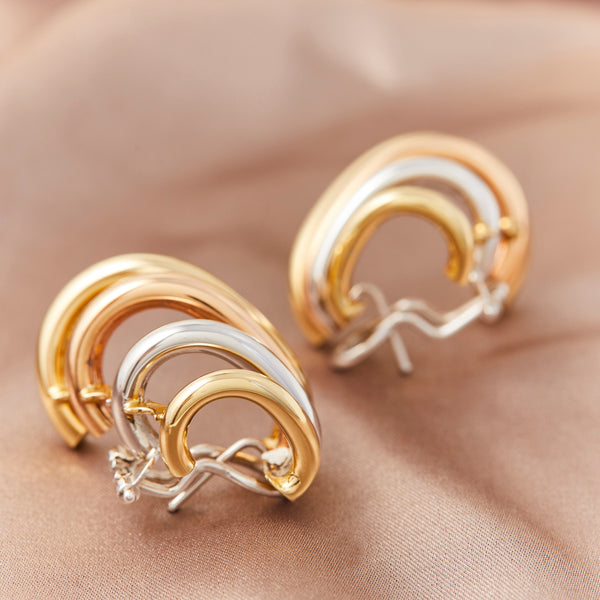 Contemporary 18ct Multicoloured Gold Hoop Earrings