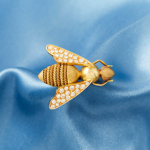 Vintage Italian 18ct Gold Queen Bee Brooch