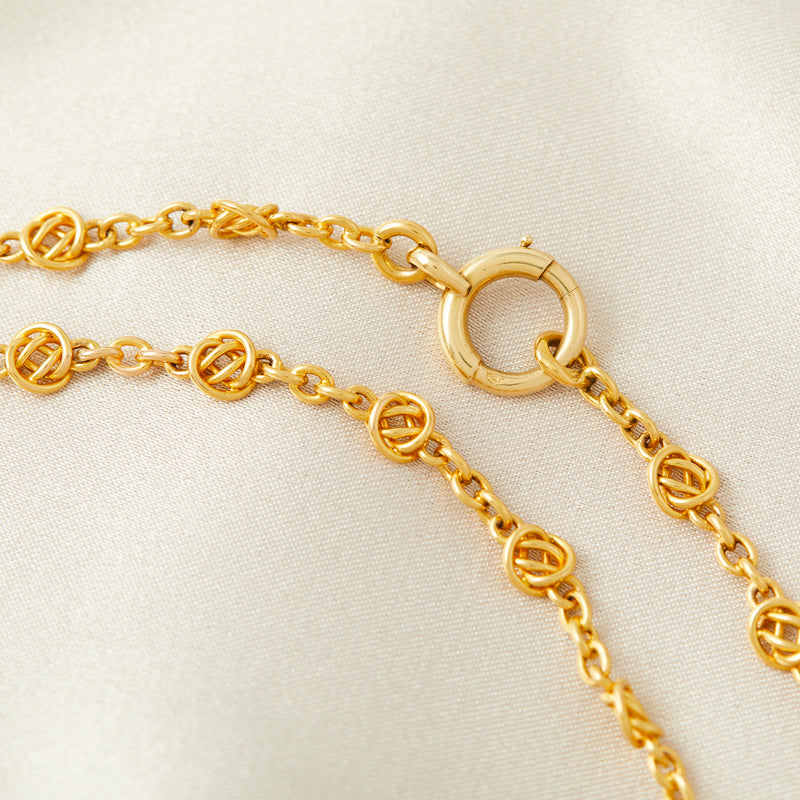 Antique French 18ct Yellow Gold Fancy Link Guard Chain