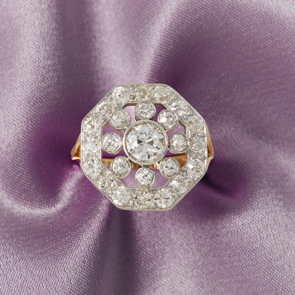 Art Deco Diamond & Gold Plaque Ring