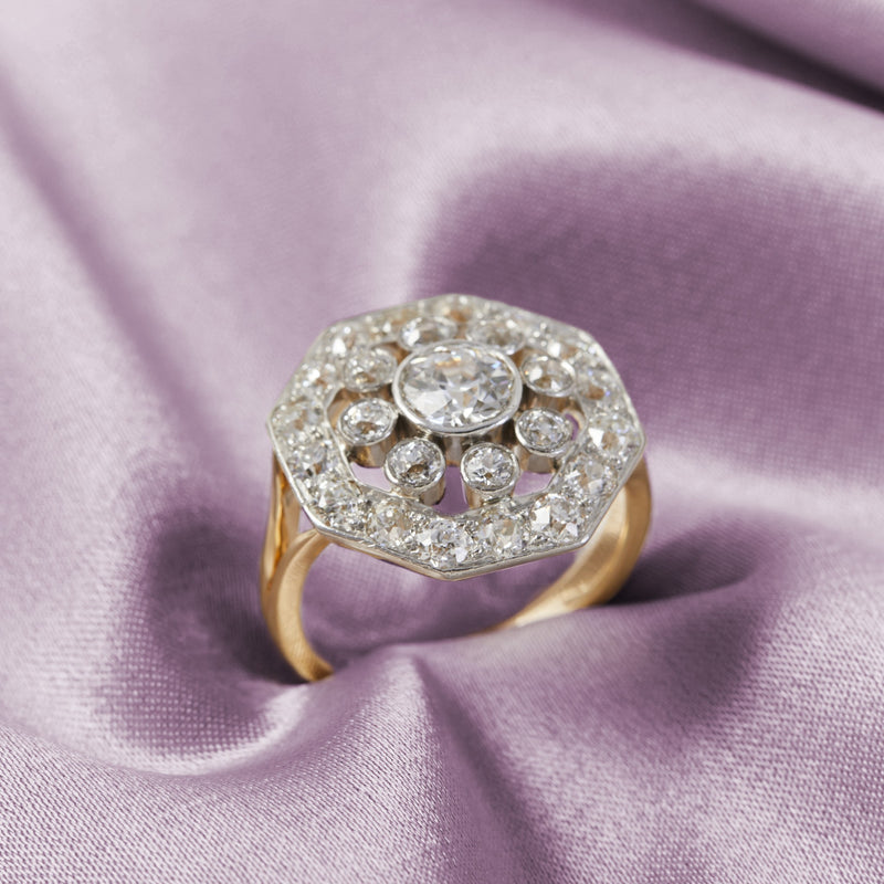 Art Deco Diamond & Gold Plaque Ring