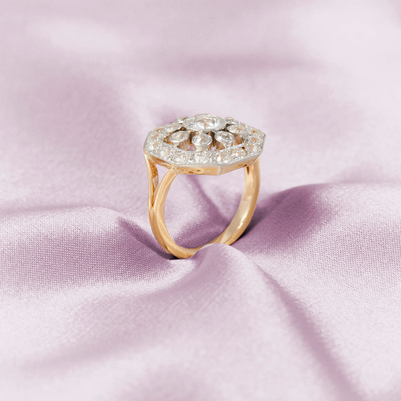 Art Deco Diamond & Gold Plaque Ring