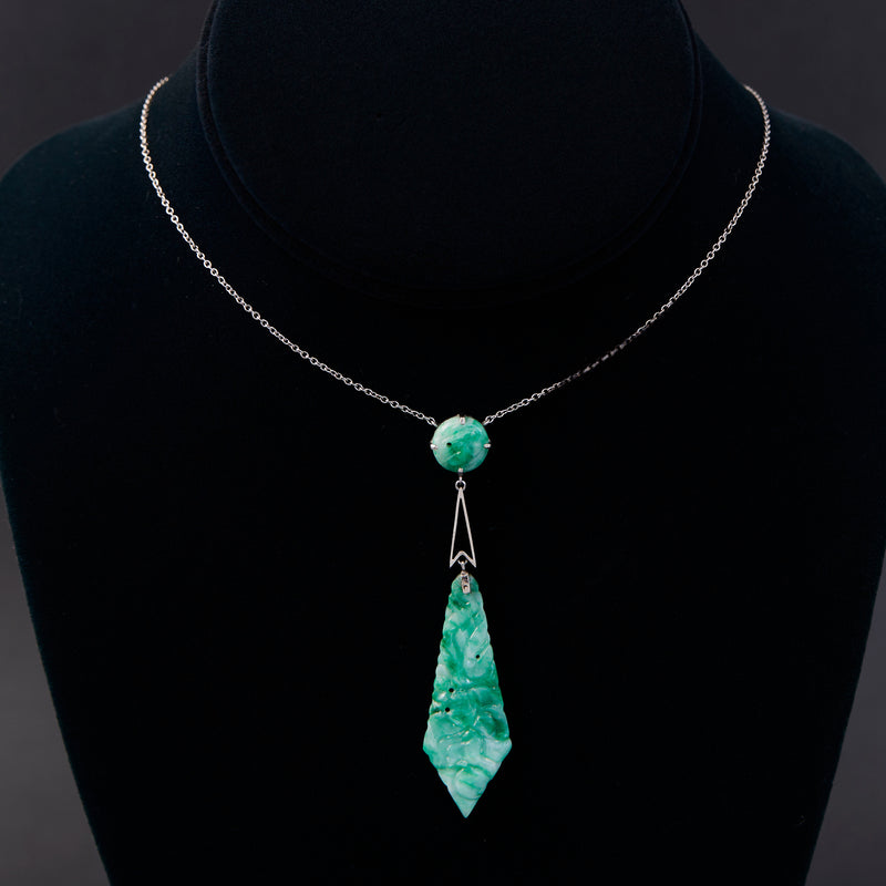 Edwardian Kite Shaped Jade Pendant