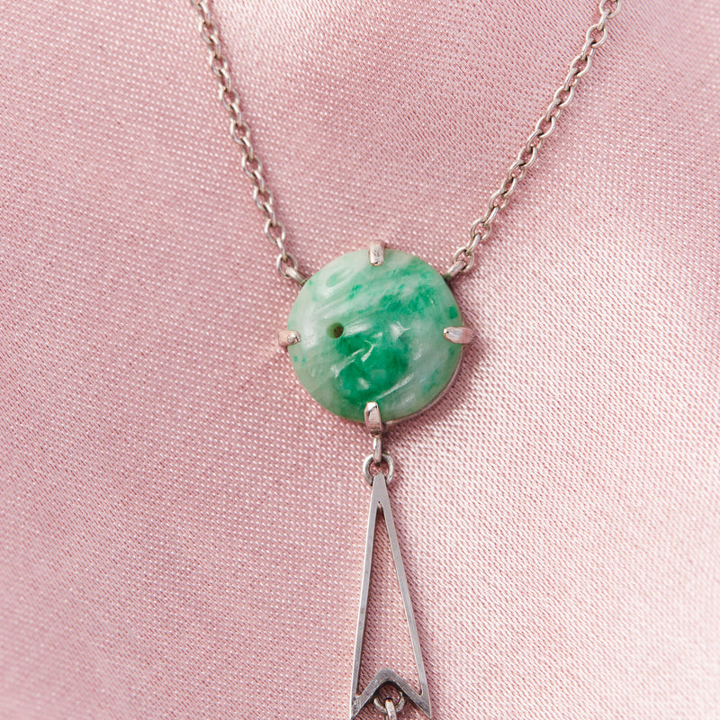 Edwardian Kite Shaped Jade Pendant