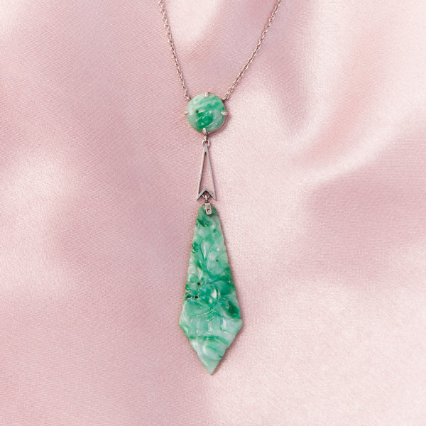 Edwardian Kite Shaped Jade Pendant