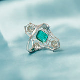 Emerald & Diamond Platinum Cocktail Ring