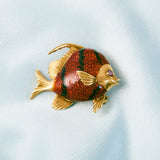 Vintage Italian 18ct Gold Enameled Angel Fish Brooch