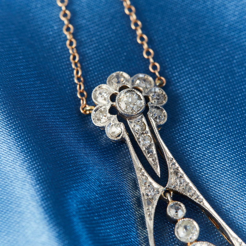 Belle Epoque Kite Shaped Diamond Pendant