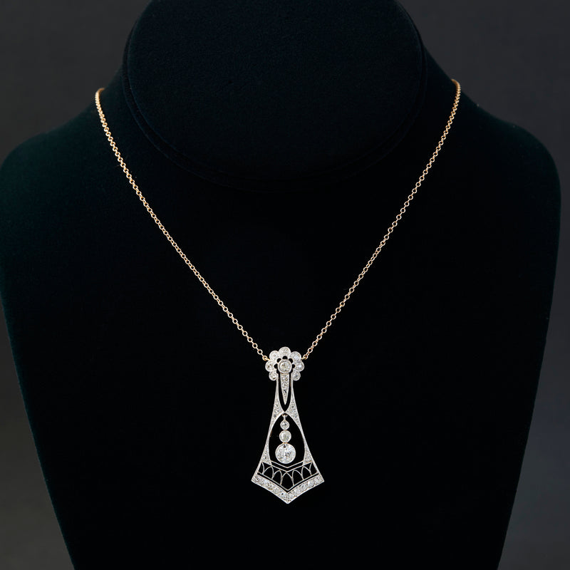 Belle Epoque Kite Shaped Diamond Pendant
