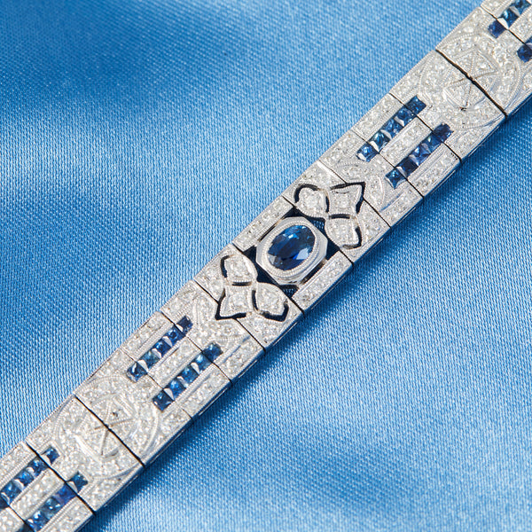 Sapphire & Diamond Line Bracelet