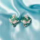 Vintage Emerald & Diamond Cocktail Earrings